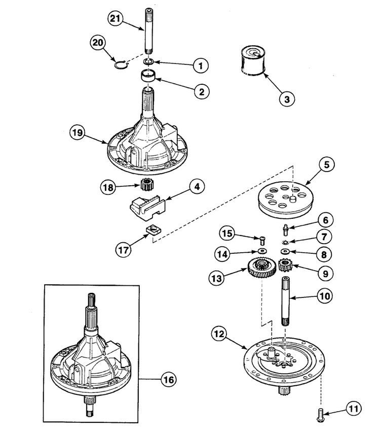 Transmission Diagram and Parts List for SWT621LM  Speed Queen Washer