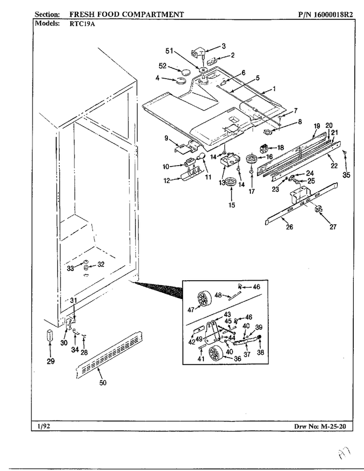 Fresh Food Compartment Diagram and Parts List for 19694  Maytag Refrigerator