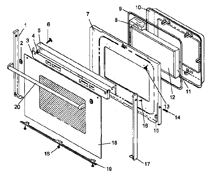Oven Door Diagram and Parts List for CARS637E-P1130656NE  Amana Range