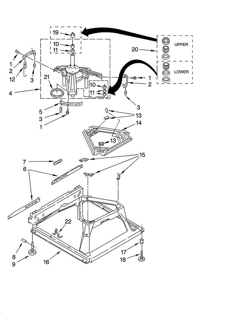 Machine Base Parts Diagram and Parts List for NTW4500VQ0  Amana Washer