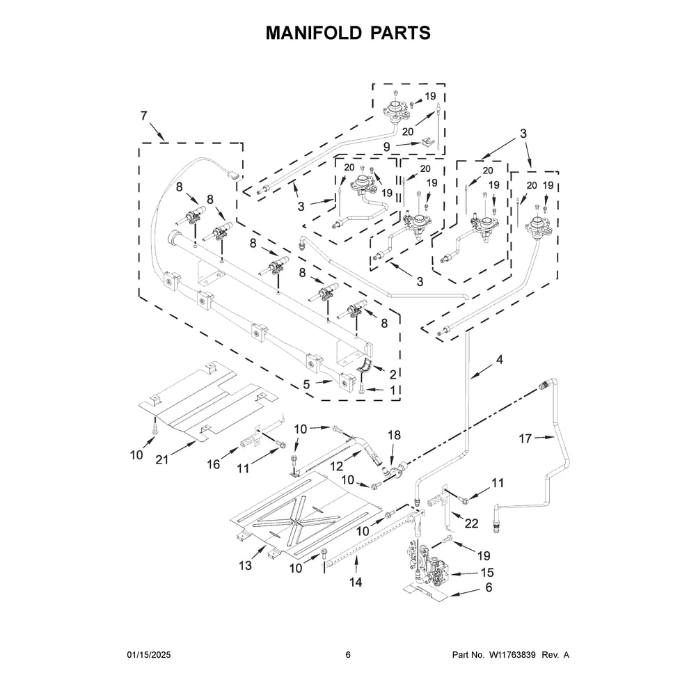 Manifold Parts Diagram and Parts List for ZRGW3488RS0  Crosley Range