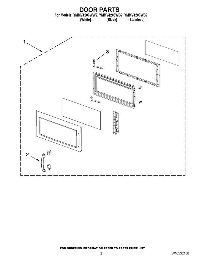02 - Door Parts Diagram and Parts List for YMMV4203WB2  Maytag Microwave Oven Combo