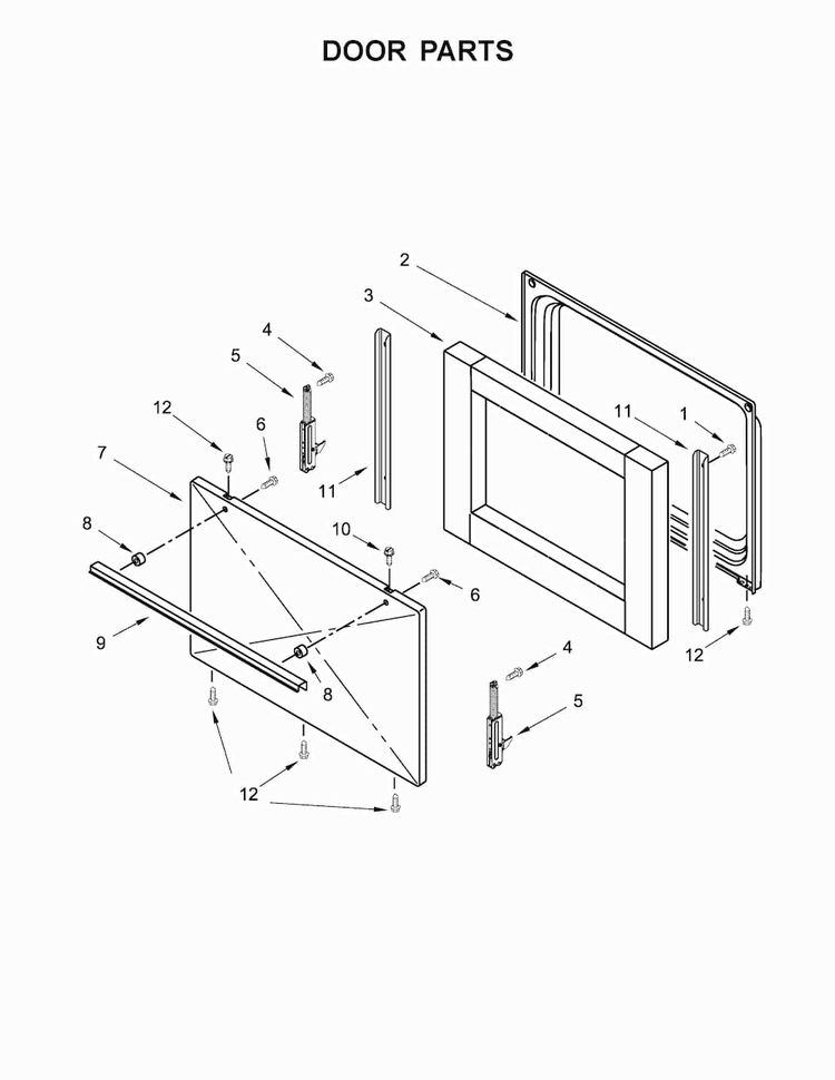 Door Parts Diagram and Parts List for ACR2303MFW0  Amana Range