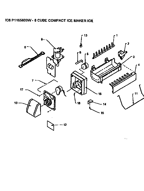 Icemaker Diagram and Parts List for TR21S4L-P1196103WL  Amana Refrigerator