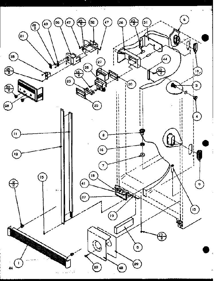 Refrigerator/freezer Controls And Cabinet Part Diagram and Parts List for SBD20K-P1117701W  Amana Refrigerator