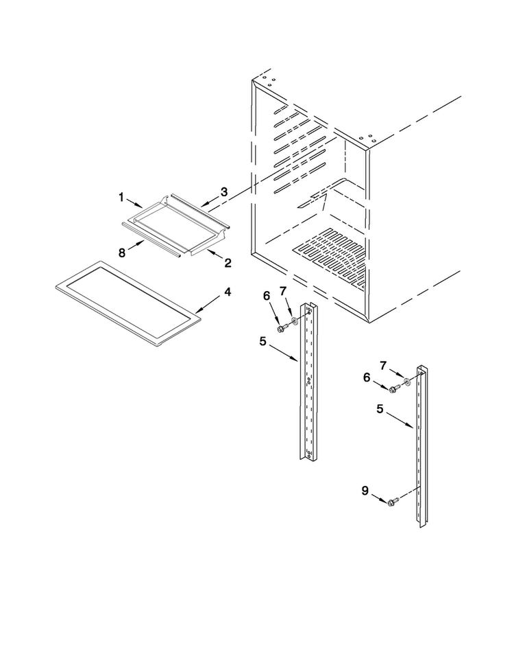 Shelf Parts Diagram and Parts List for JUR248RYEP00  Jenn-Air Refrigerator