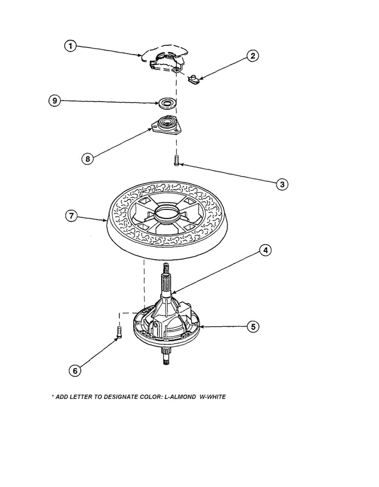 Transmission/balancing Ring Diagram and Parts List for CW4202W2-PCW4202W2B  Amana Washer
