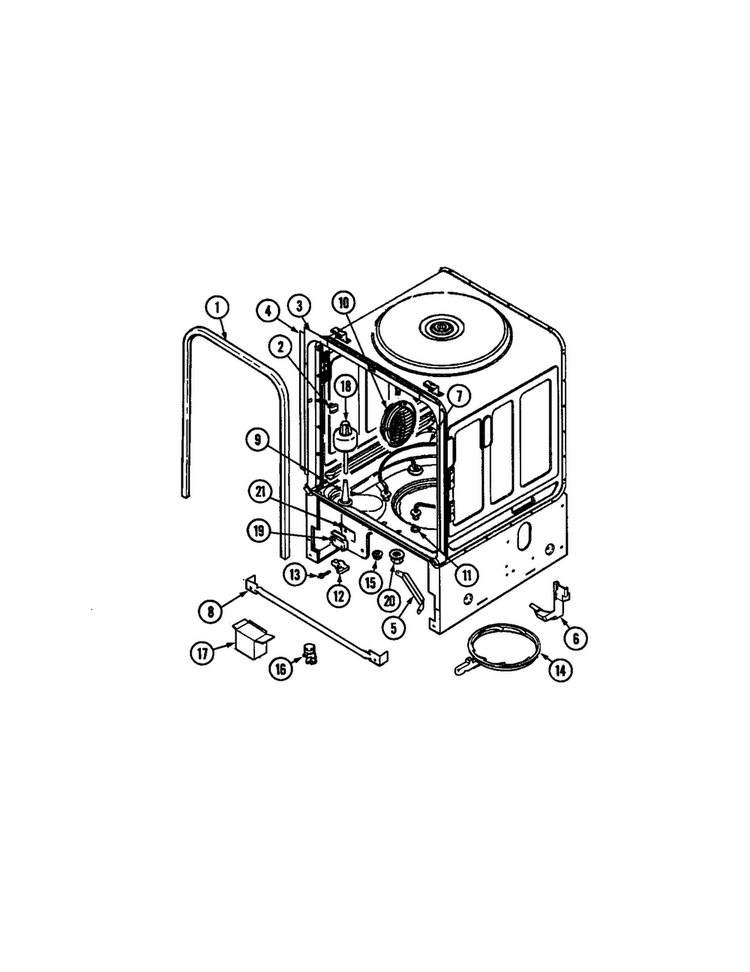 Inner Tub Diagram and Parts List for JDB6510AWD  Jenn-Air Dishwasher