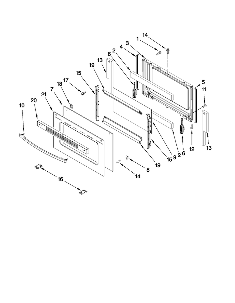 Door Parts Diagram and Parts List for AGR4433XDW0  Amana Range