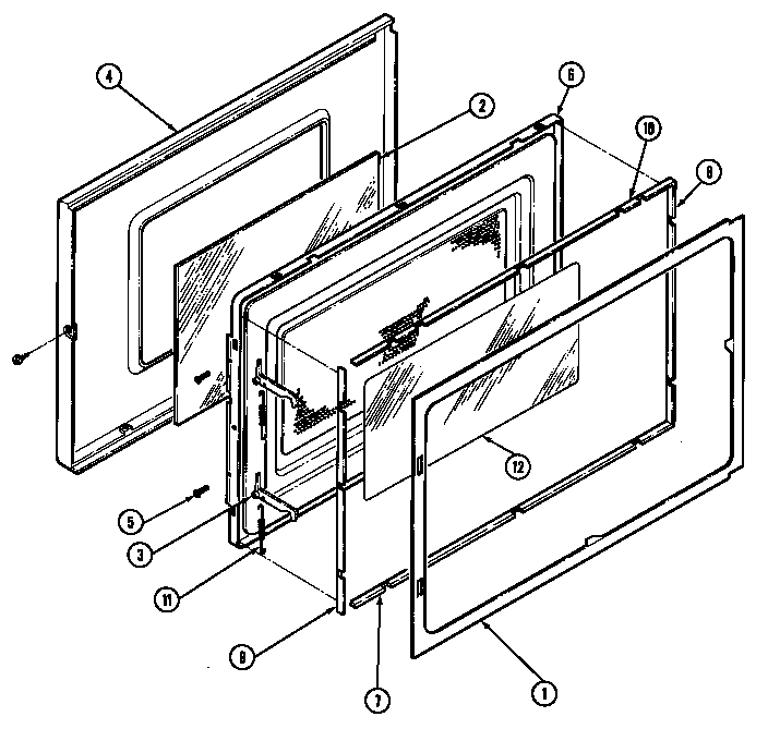 Door Diagram and Parts List for DM85D  Magic Chef Microwave