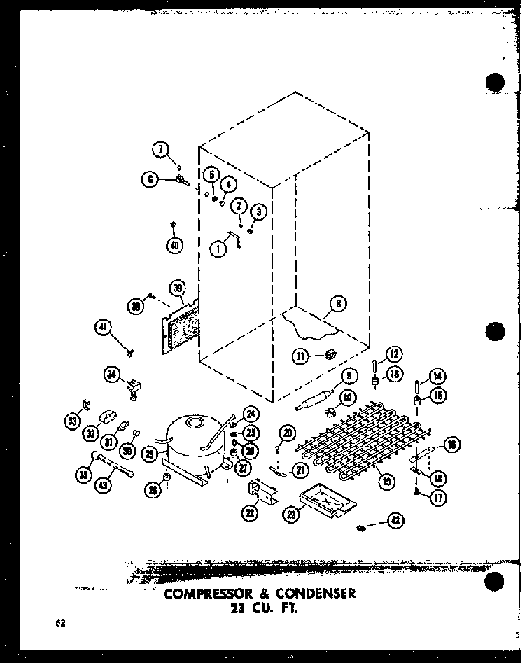 Compressor & Condenser 23 Cu. Ft. Diagram and Parts List for TC18B-P73500-7W  Amana Refrigerator