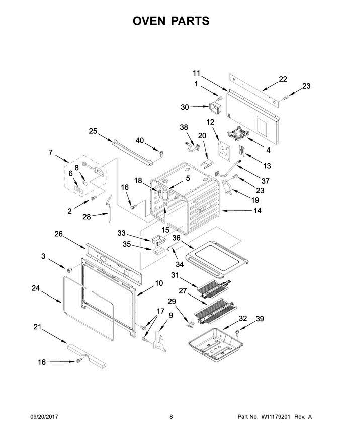 05 - Oven Parts Diagram and Parts List for JLRP430WP01  Jenn-Air Range