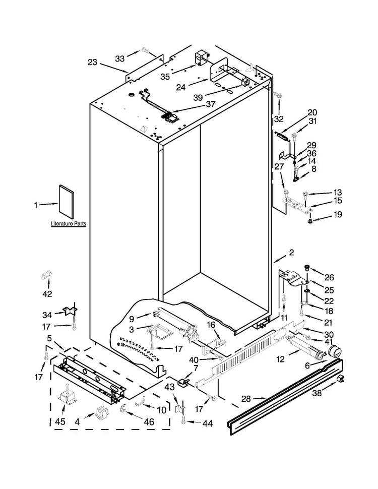 Cabinet Parts Diagram and Parts List for JS48PPDUDB14  Jenn-Air Refrigerator