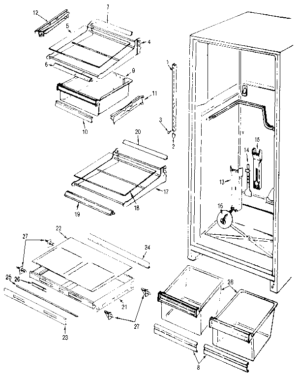 Shelves & Accessories Diagram and Parts List for JRT196B MBJ55B Jenn-Air Refrigerator