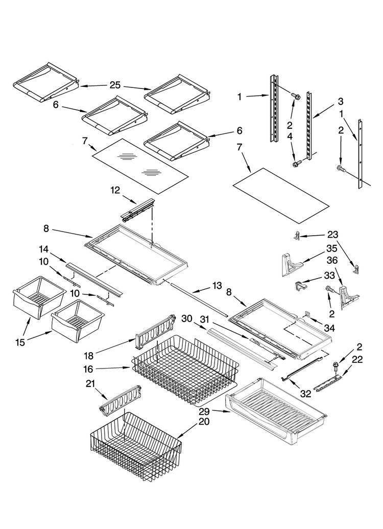 Shelf Parts Diagram and Parts List for ABB1927VEB1  Amana Refrigerator