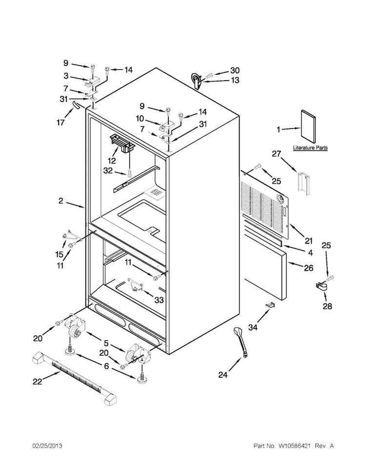 Cabinet Parts Diagram and Parts List for MFF2258VEM9  Maytag Refrigerator