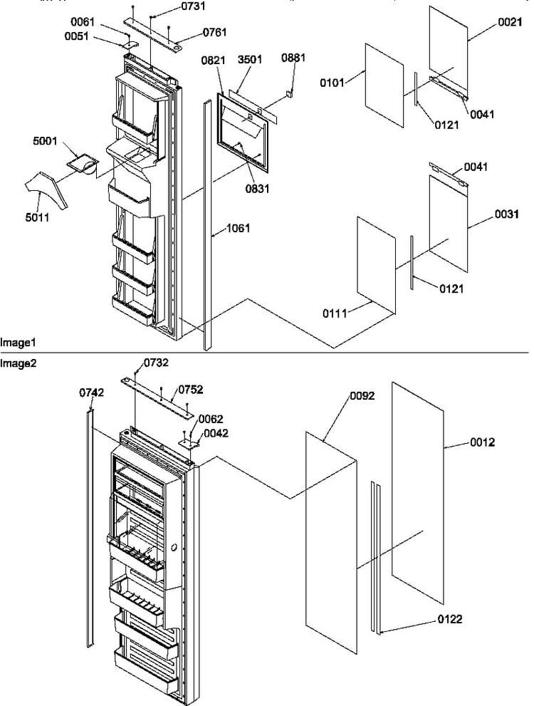 Refrigerator/freezer Door Trim And Panels Diagram and Parts List for SBDE20TPE-P1190905WE  Amana Refrigerator