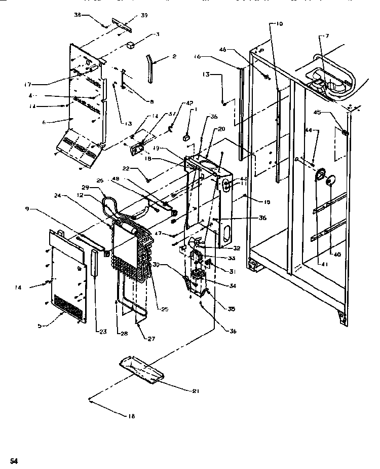 Evaporator & Air Handling Diagram and Parts List for SSD522SW-P1184702WW  Amana Refrigerator