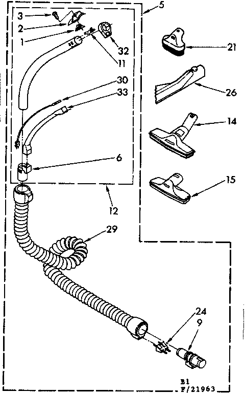 Attachment Parts Diagram and Parts List for 11621963  Kenmore Canister Vacuum