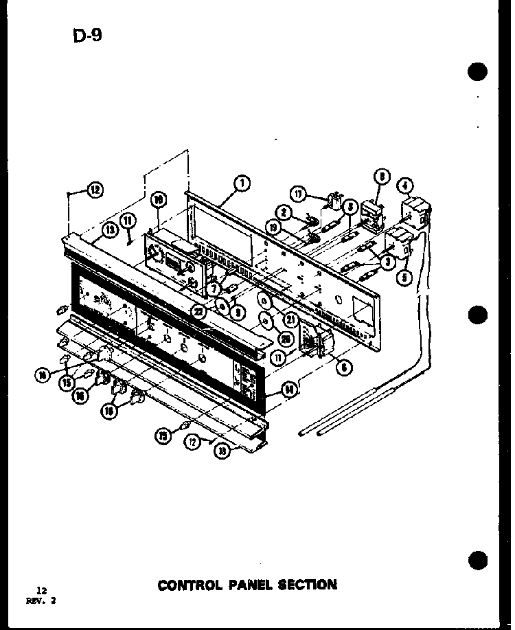 Control Panel Section Diagram and Parts List for AO-27DB-P85547-4S  Amana Wall Oven