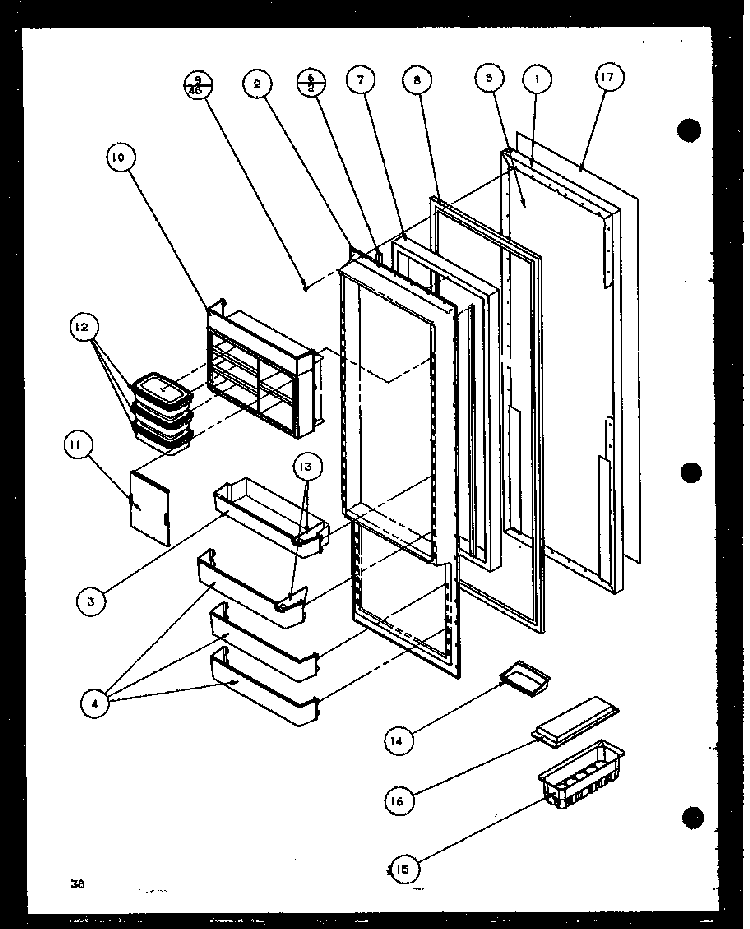 Refrigerator Door Diagram and Parts List for SBD20K-P1117701W  Amana Refrigerator