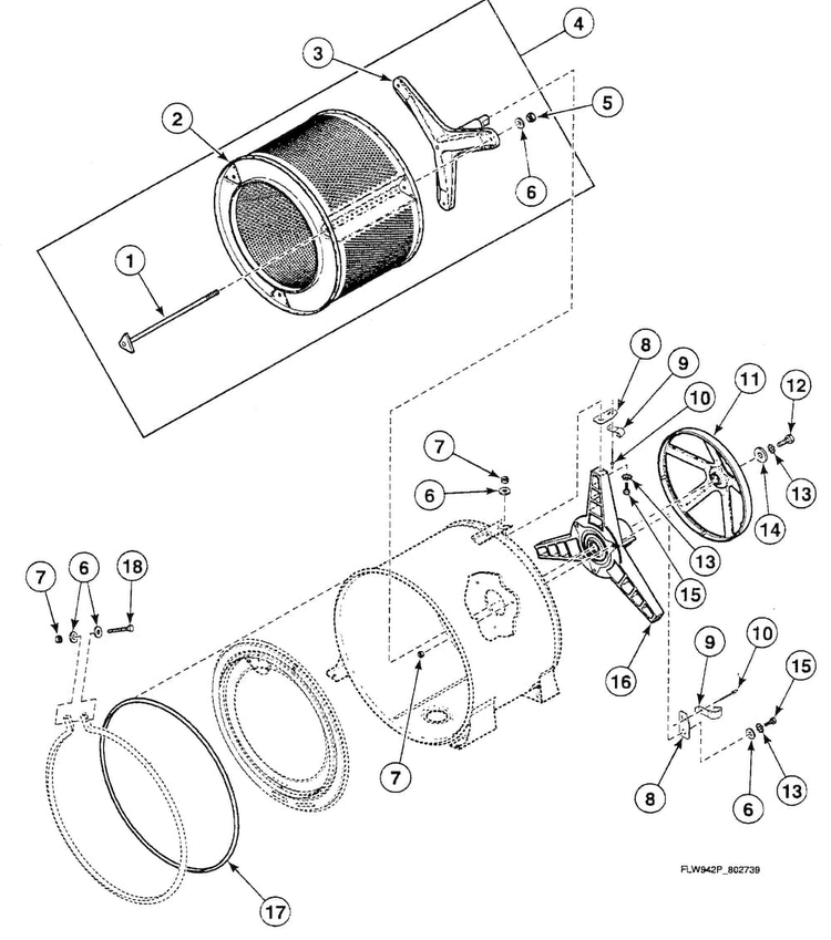 Pulley Assy Diagram and Parts List for SWFT73WN  Speed Queen Washer