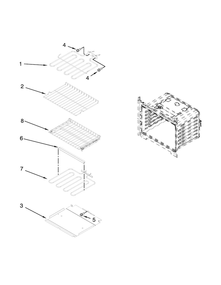 Internal Oven Parts Diagram and Parts List for MEW7630DE01  Maytag Wall Oven
