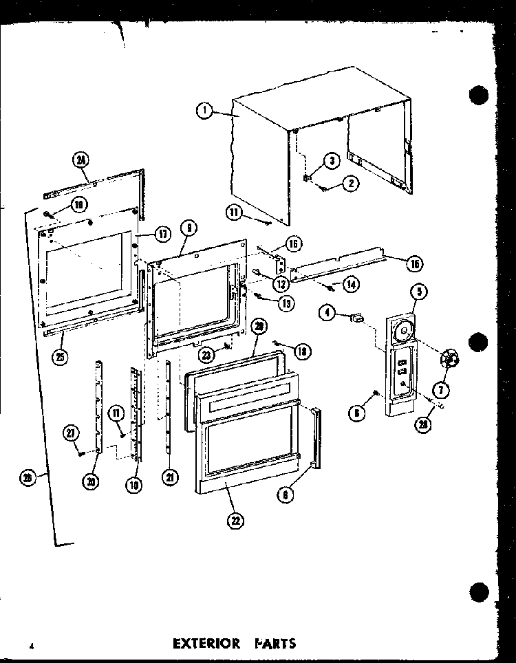 Exterior Parts Diagram and Parts List for ML-3 P73720-2M Amana Microwave