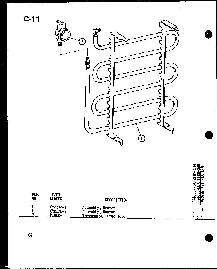 Section 22 Diagram and Parts List for 212-2JM P54655-65R Amana Air Conditioner