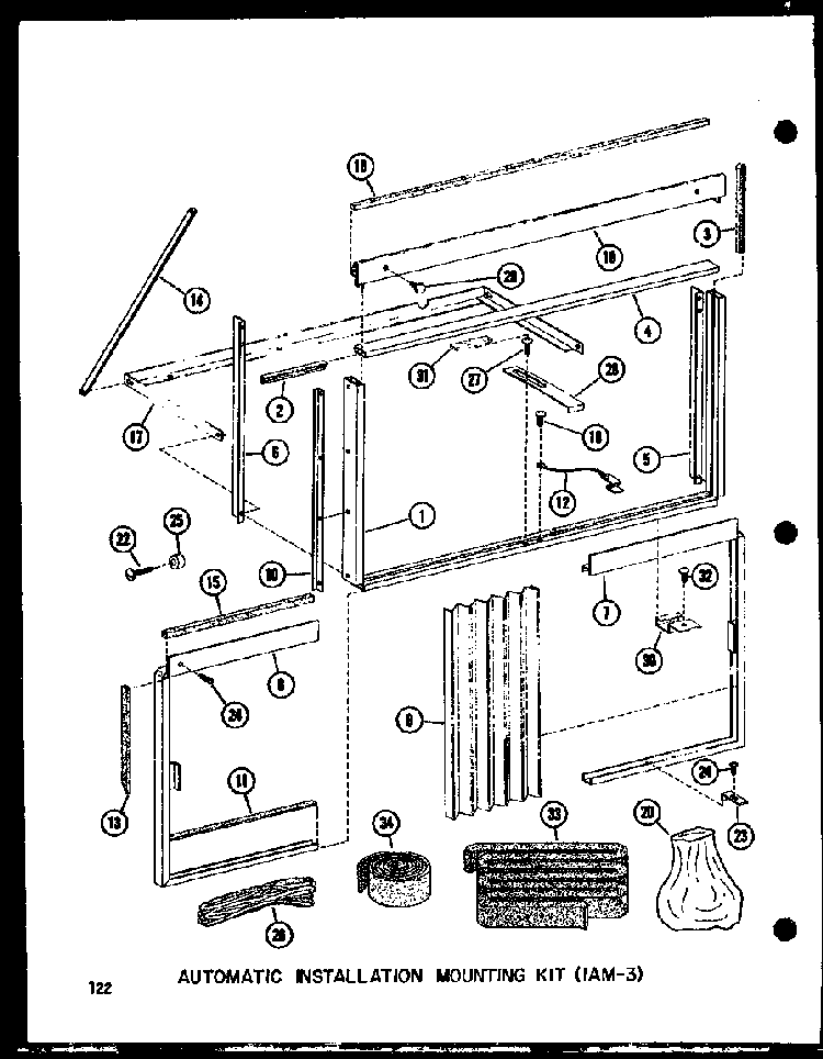 Automatic Installation Mounting Kit Diagram and Parts List for 10-2NM P54974-2R Amana Air Conditioner