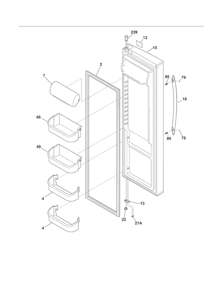 Refrigerator Door Diagram and Parts List for CRSH267LB5  Crosley Refrigerator