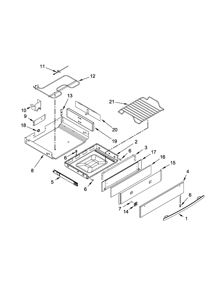 Drawer Parts Diagram and Parts List for JDS1450CDS0  Jenn-Air Range