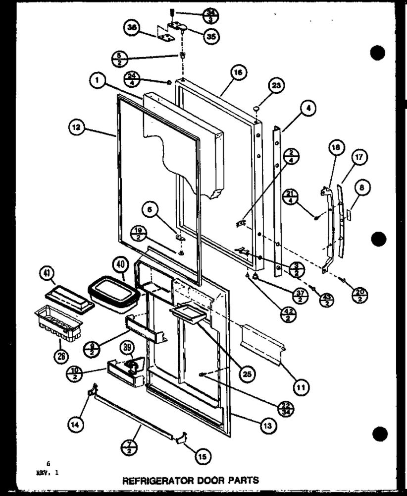 Refrigerator Door Parts Diagram and Parts List for IC3H-P7621305W-BM  Amana Refrigerator