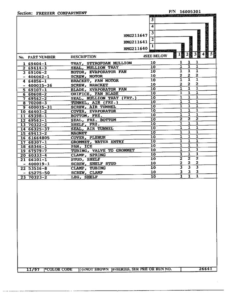 Freezer Compartment Page 2 Diagram and Parts List for 211640  Admiral Refrigerator