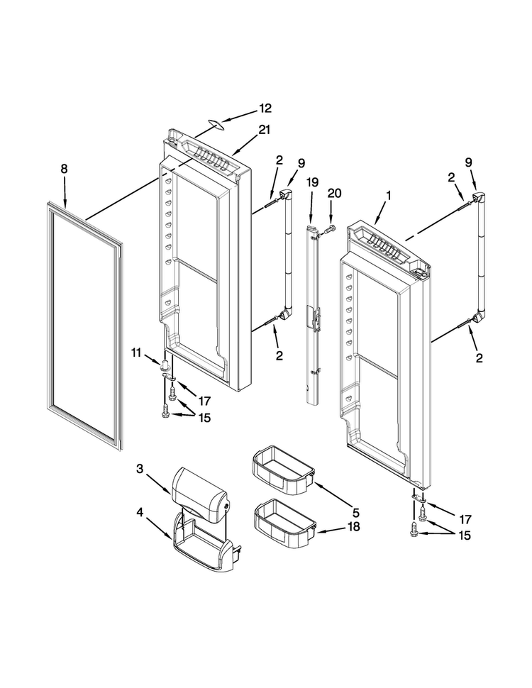 Refrigerator Door Parts Diagram and Parts List for JFC2290VEM6  Jenn-Air Refrigerator