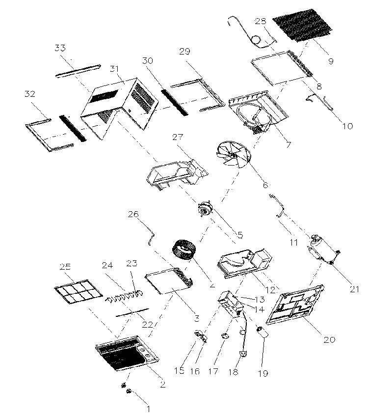 Cabinet Parts Diagram and Parts List for AAW-05CM1FD  Admiral Air Conditioner