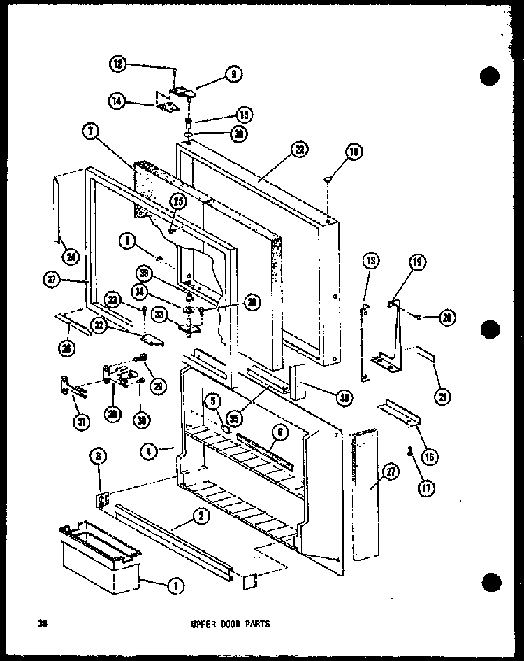 Upper Door Parts Diagram and Parts List for TC18E-L-P74660-14WL  Amana Refrigerator