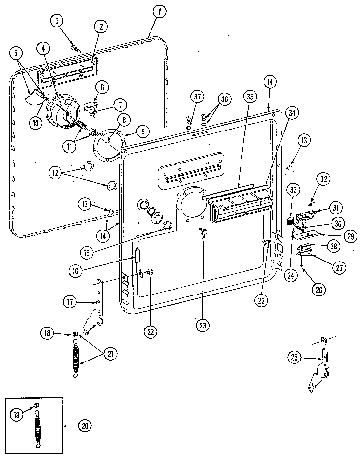 Inner Door Assembly Diagram and Parts List for DU598  Jenn-Air Dishwasher