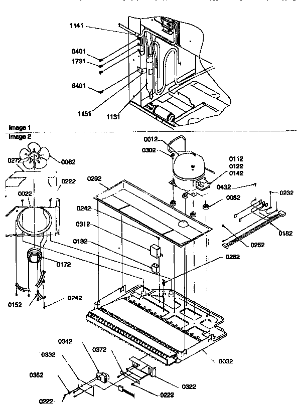 Machine Compartment Assembly Diagram and Parts List for 77275-P1311201WE  Amana Refrigerator