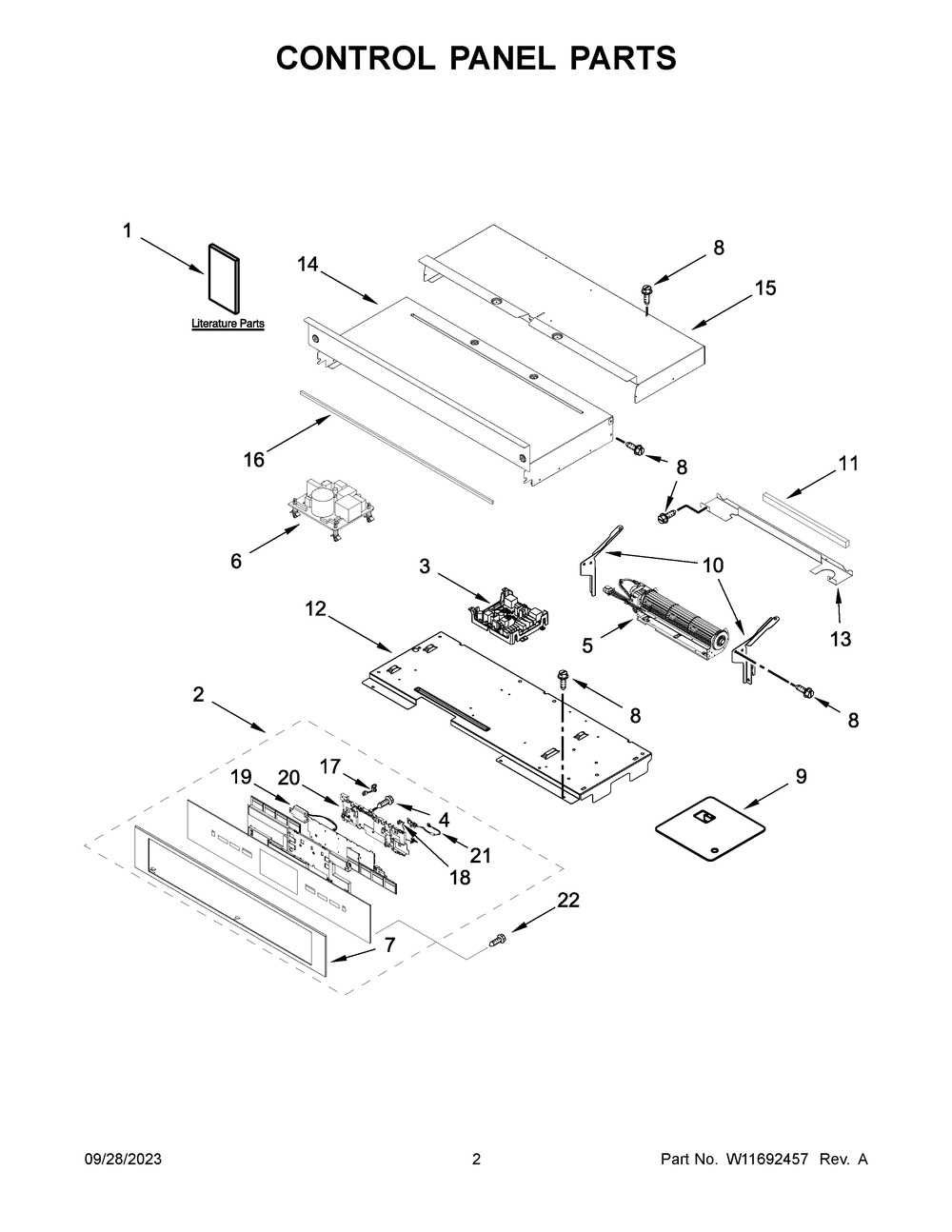 Control Panel Parts Diagram and Parts List for JJW2430LL01  Jenn-Air Wall Oven