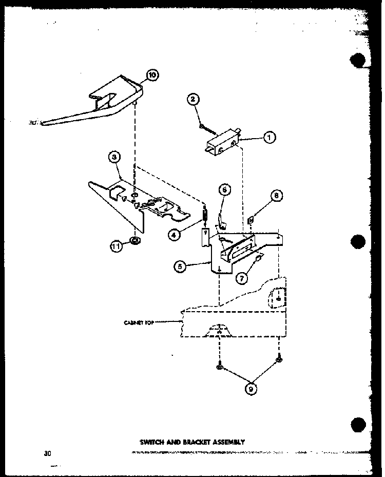Switch And Bracket Assembly Diagram and Parts List for TAA400 P77040-2W Amana Washer