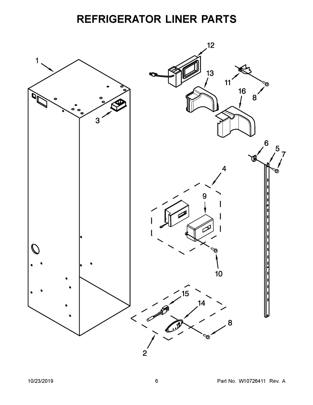 Refrigerator Liner Parts Diagram and Parts List for JS48NXFXDW10  Maytag Refrigerator