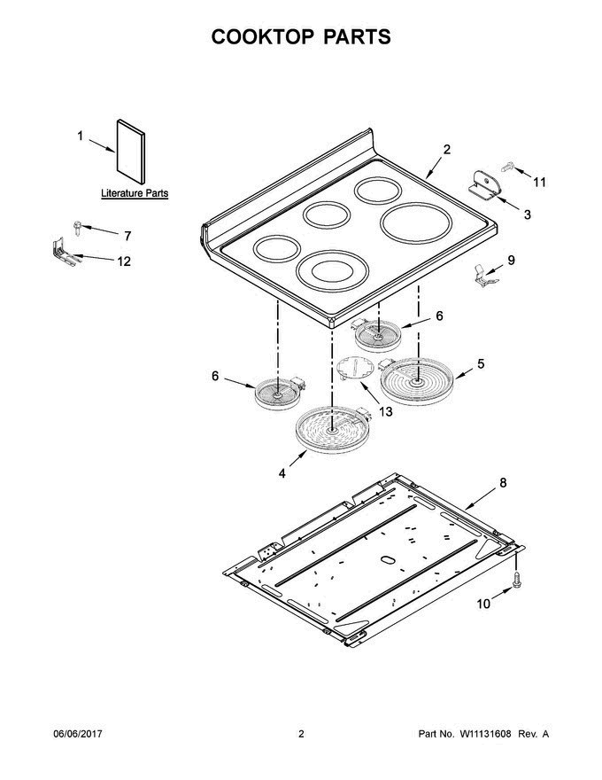 02 - Cooktop Parts Diagram and Parts List for MER6600FB1  Maytag Range