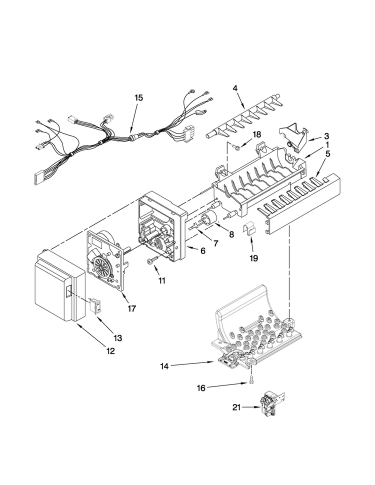 Icemaker Parts Diagram and Parts List for MFT2771WEM2  Maytag Refrigerator