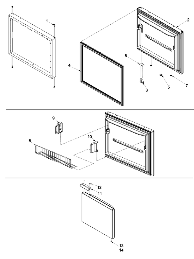 Freezer Door Diagram and Parts List for ARB190RCB0  Amana Refrigerator