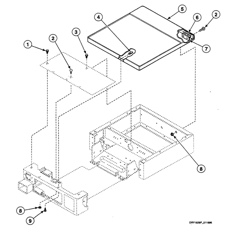 Cabinet Top Diagram and Parts List for SSEY07WF1500  Speed Queen Dryer