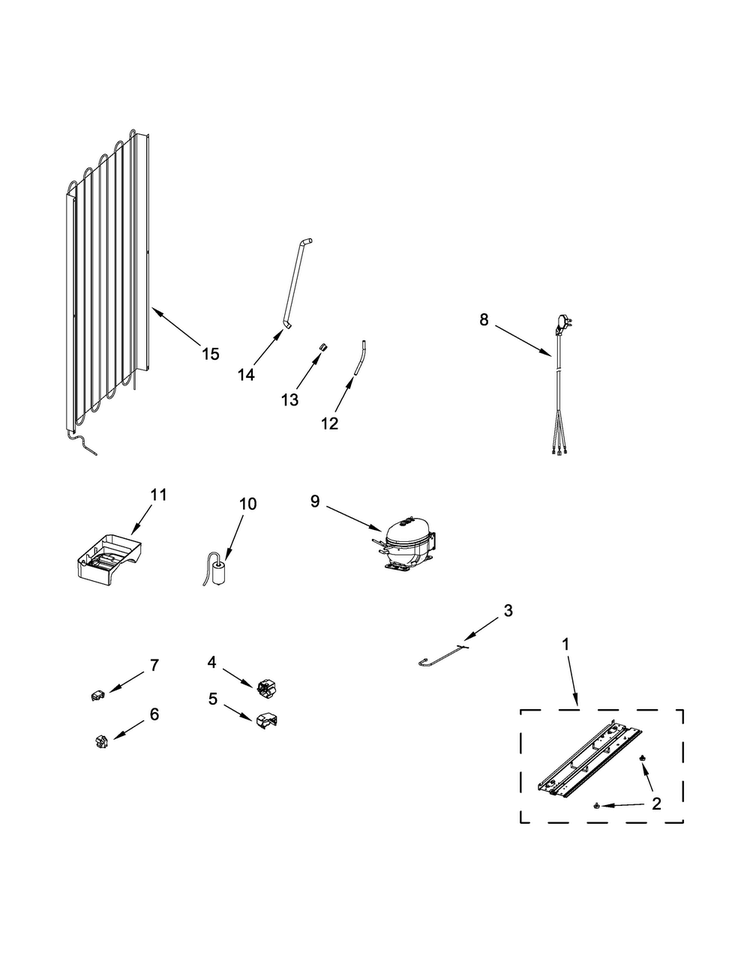 Unit Parts Diagram and Parts List for MBZ1153BES00  Maytag Refrigerator