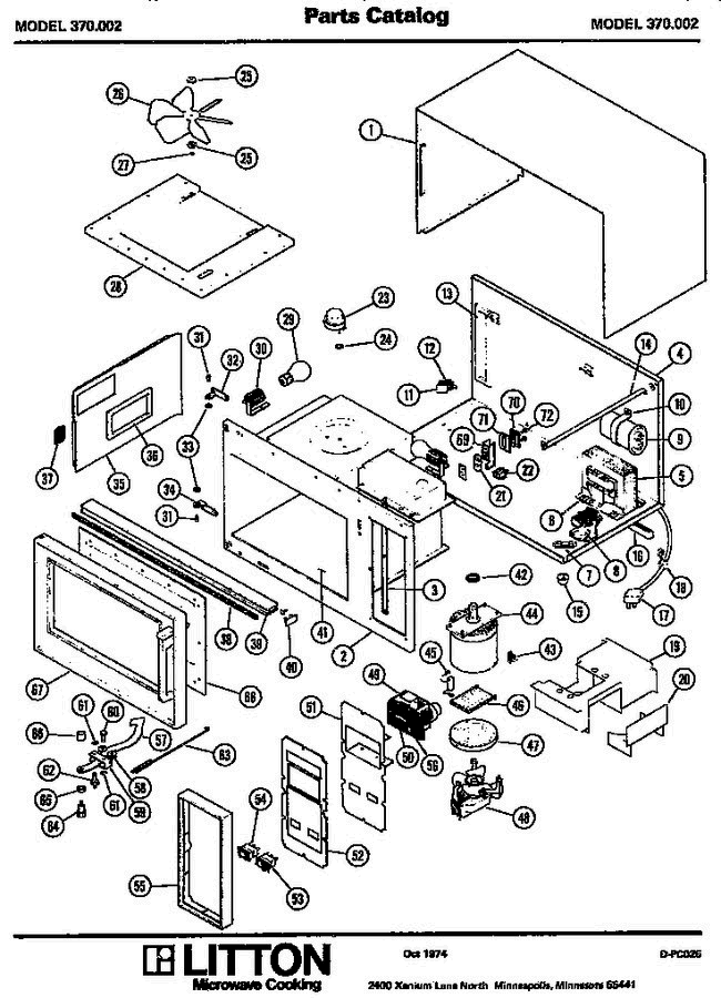01 - Page 1 Diagram and Parts List for 370002  Litton Microwave