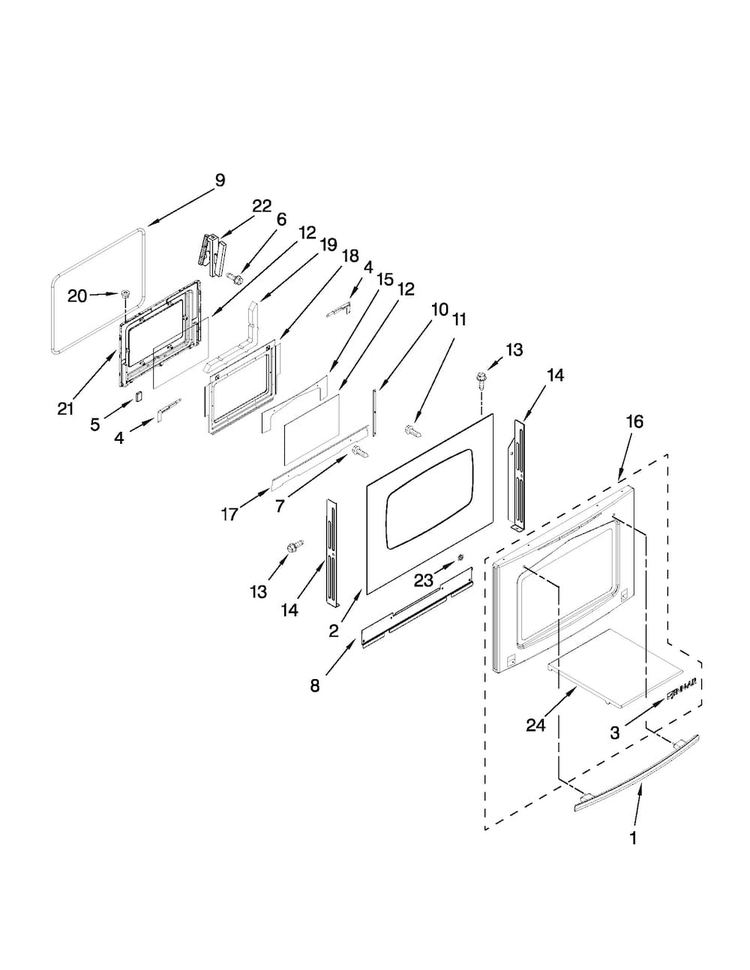 Door Parts Diagram and Parts List for JGS9900CDF01  Jenn-Air Range
