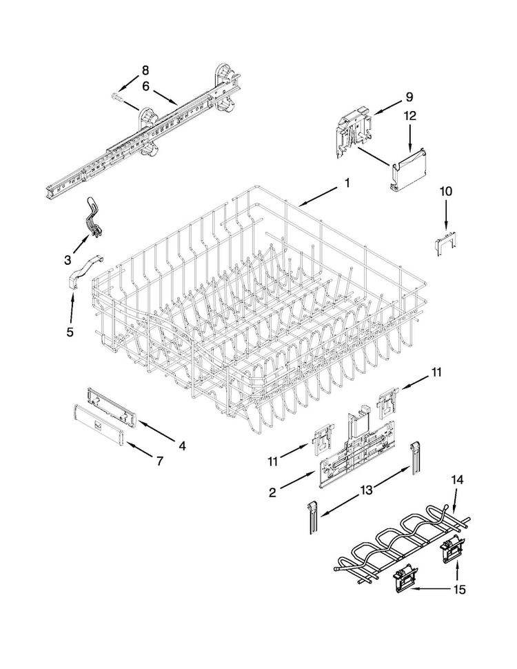 Upper Rack And Track Parts Diagram and Parts List for JDB8200AWS2  Jenn-Air Dishwasher